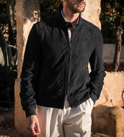 Herren elegante Wildleder-Bikerjacke Aliams