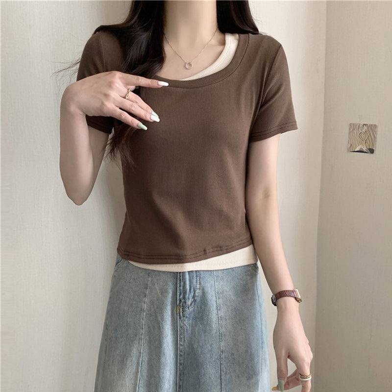 Femme Geschichtete Rundhals T-Shirt Heidi-Mode