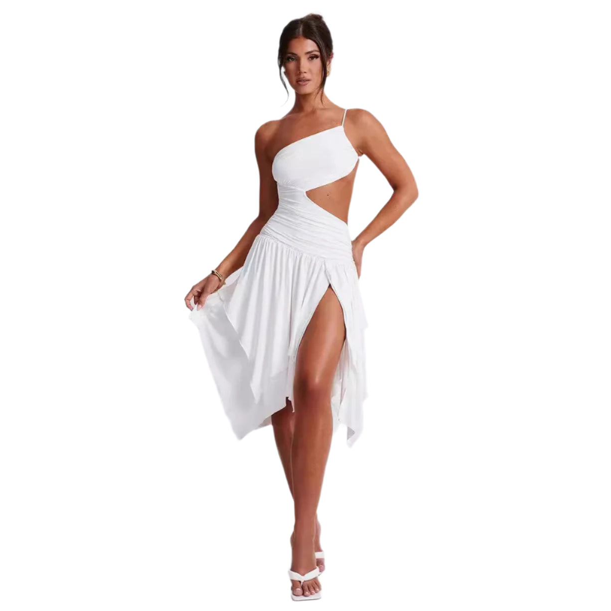 Tatum - Damen asymmetrisch ausgeschnittenes Kleid