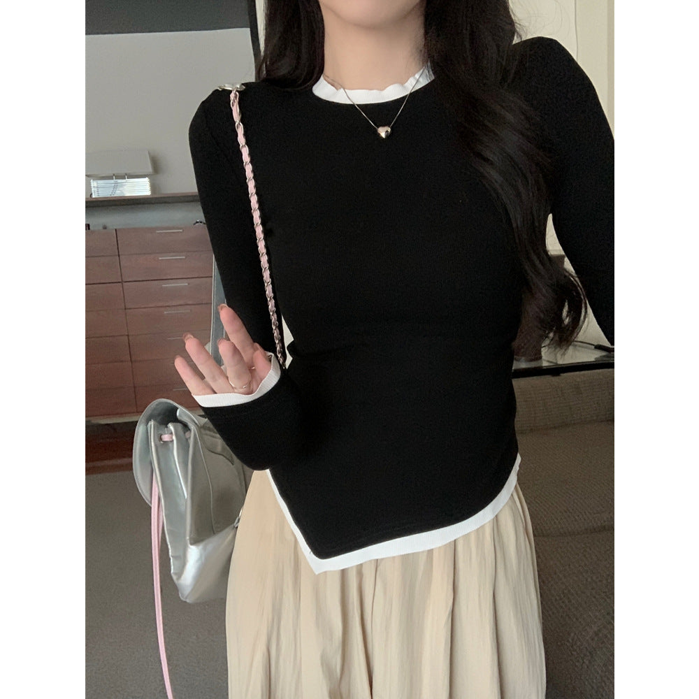 Femme Langarm Schicht T-Shirt Heidi-Mode