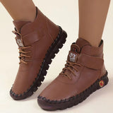Damen nan knöchelhohe Freizeitboots mit Klettverschluss, elastischer Schnürung und markanter Profilsohle Drune in Braun