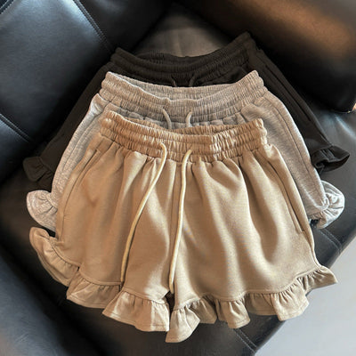 Damen Rüschensaum Freizeit Lounge Shorts Heidi-Mode