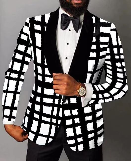 Herren eleganter Smoking mit auffälligem Karomuster Aliams