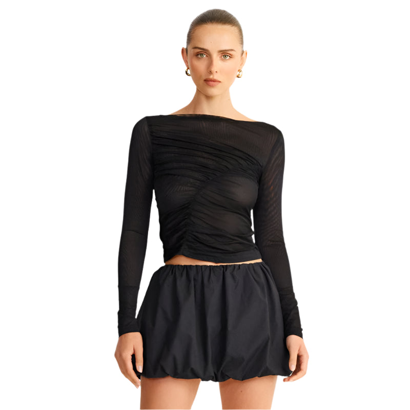 Alona - Langarmtop im Wickeldesign