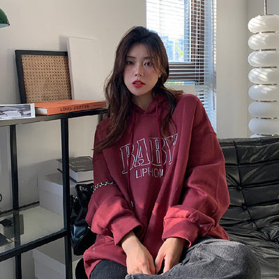 Damen Oversized Grafik Hoodie mit Fronttasche Heidi-Mode