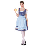 Damen nan tradicionales Oktoberfest Dirndlkleid mit Schürze Drune in Blau