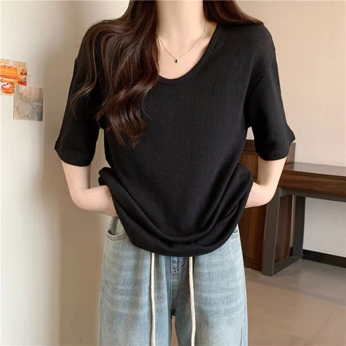 Damen Relaxed Fit Waffle Knit T-Shirt Heidi-Mode