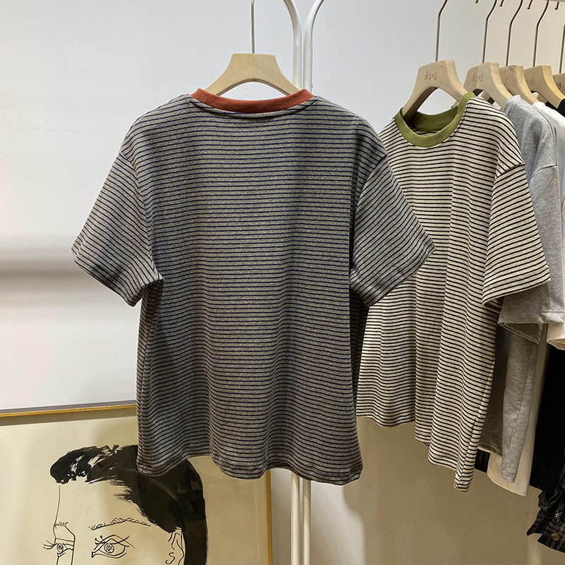 Femme Entspanntes Passform Gestreiftes T-Shirt Heidi-Mode