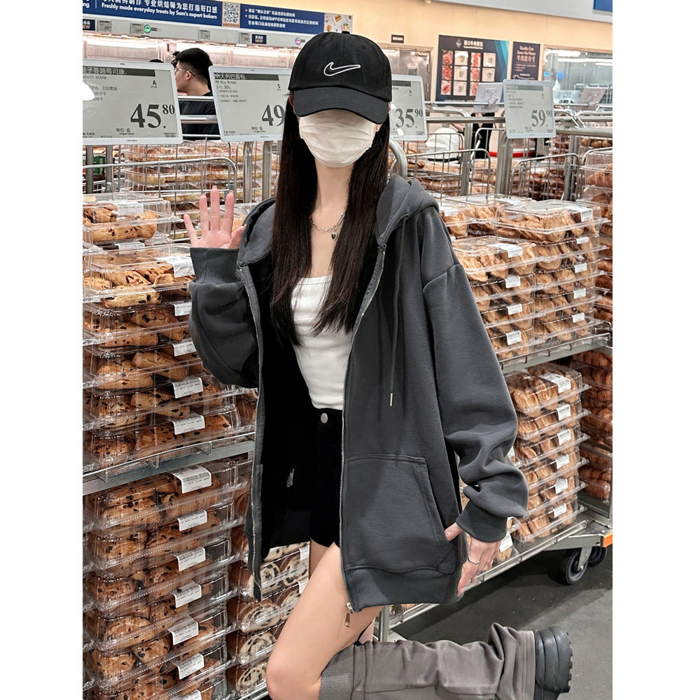 Femme Oversized Zip-Up Hoodie mit Kängurutaschen Heidi-Mode