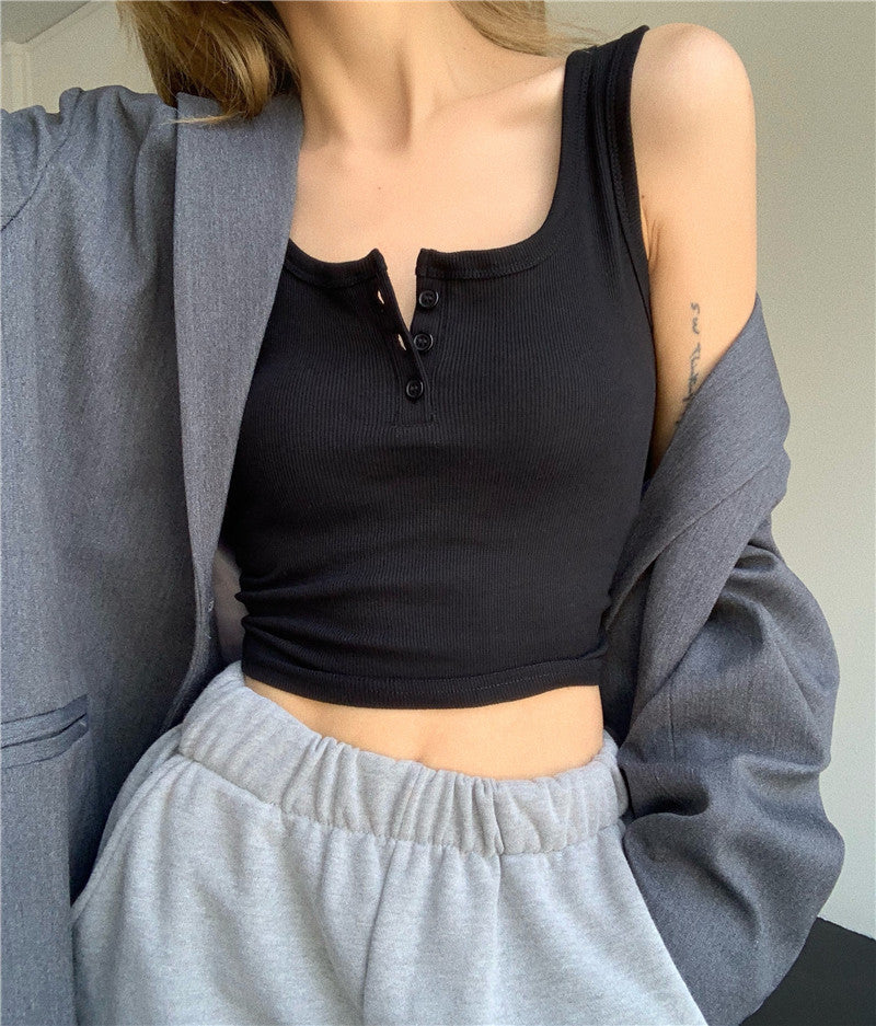 Femme Gerippter Henley Tanktop Heidi-Mode