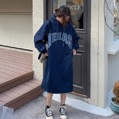 Femme Grafik Übergroße Hoodie Kleid Heidi-Mode