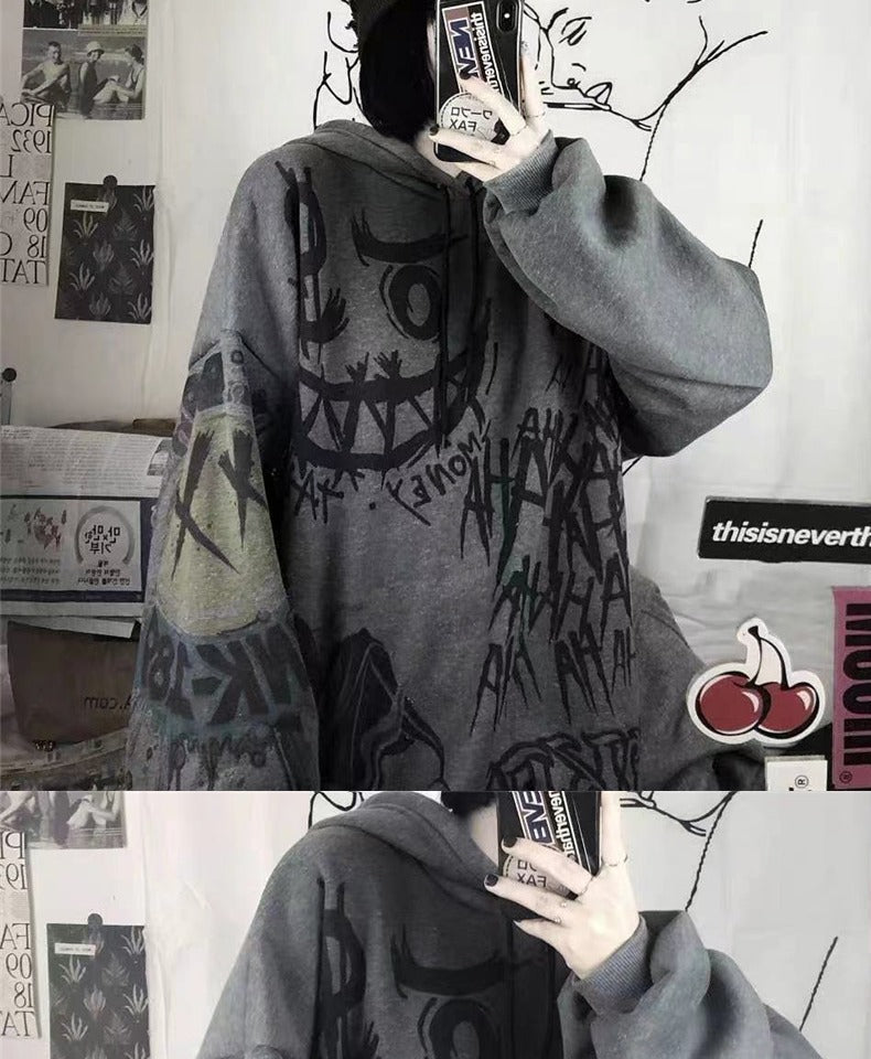 Damen Oversized Grafik Hoodie mit künstlerischem Print Heidi-Mode