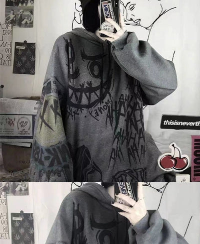 Damen Oversized Grafik Hoodie mit künstlerischem Print Heidi-Mode