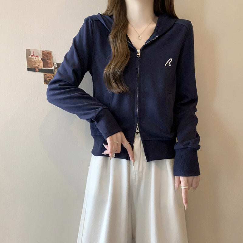 Femme Leichtgewicht Zip-up Hoodie mit stilvollen Nähten Heidi-Mode