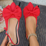 Damen Elegante Slingback Ballerina Schuhe – Schleifen Detail Komfort in Rot