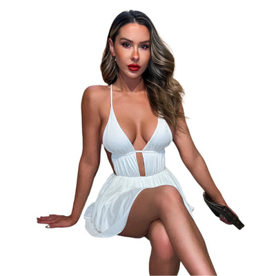 Nova - Verstellbare Spaghettiträger und luftiges Sommerkleid mit V-Ausschnitt