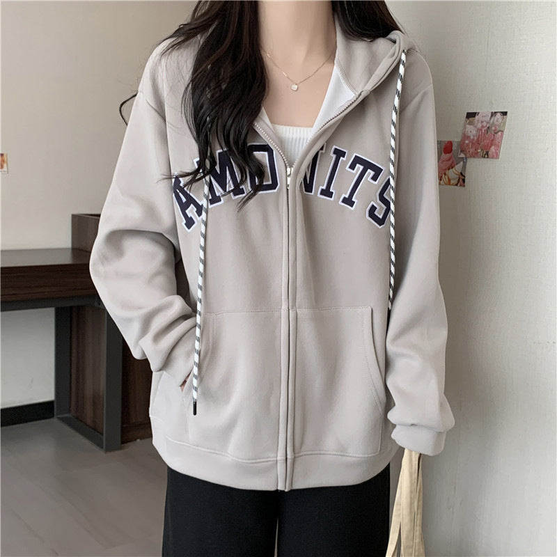 Femme Grafik Zip-Up Hoodie mit Kontrastdetails Heidi-Mode