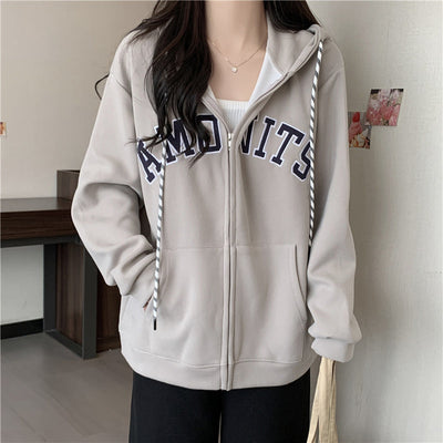 Femme Grafik Zip-Up Hoodie mit Kontrastdetails Heidi-Mode