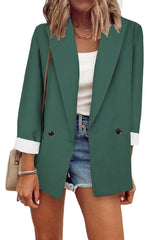 Damen nan legerer Oversize Blazer mit dreiviertelärmeln und kontrastmanschetten Drune in Grün