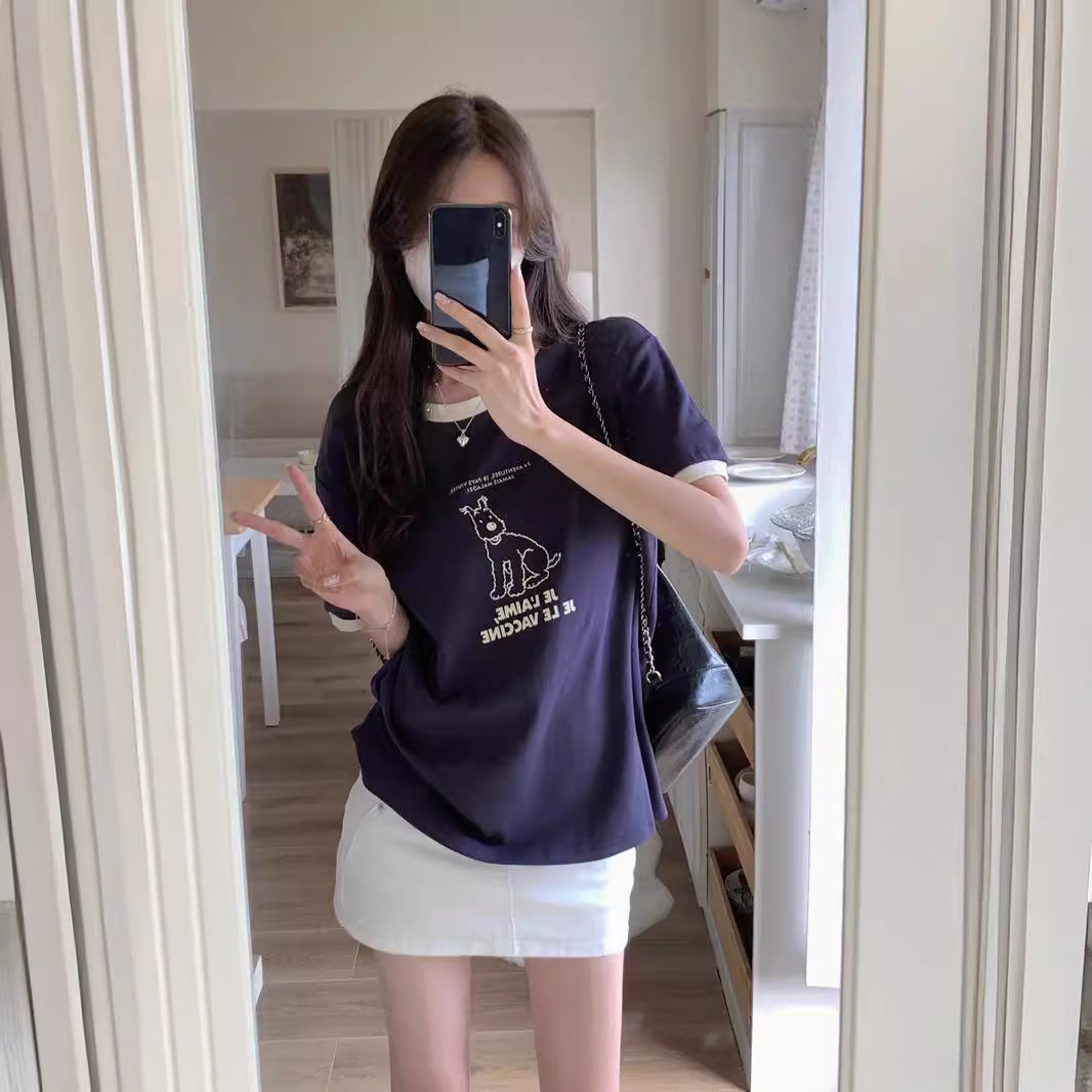 Femme Verspieltes Grafik-Statement T-Shirt Heidi-Mode