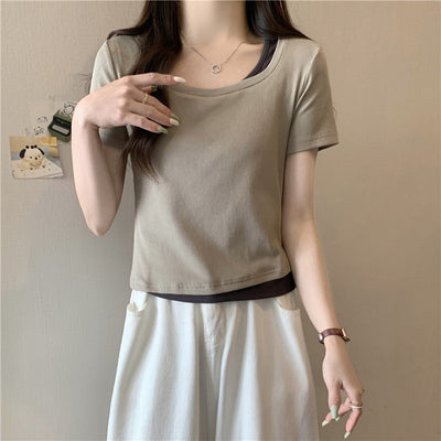 Femme Geschichtete Rippen T-Shirt Heidi-Mode