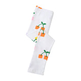 Mädchen Leggings mit fröhlichem Blüten- und Pflanzenmuster Drune in Braun