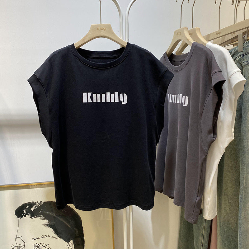 Femme Grafik Locker Sitz Ärmelloses T-Shirt Heidi-Mode