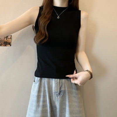 Femme Slim Fit Mock Neck Gerippter Tanktop Heidi-Mode