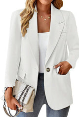 Damen nan taillierter Blazer mit Ein-Knopf-Verschluss Reverskragen und Pattentaschen Drune in Weiß