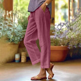 Damen nan lässige Cropped-Hose mit geradem Bein, dezenter Bügelfalte und seitlichen Eingrifftaschen Drune in Violett