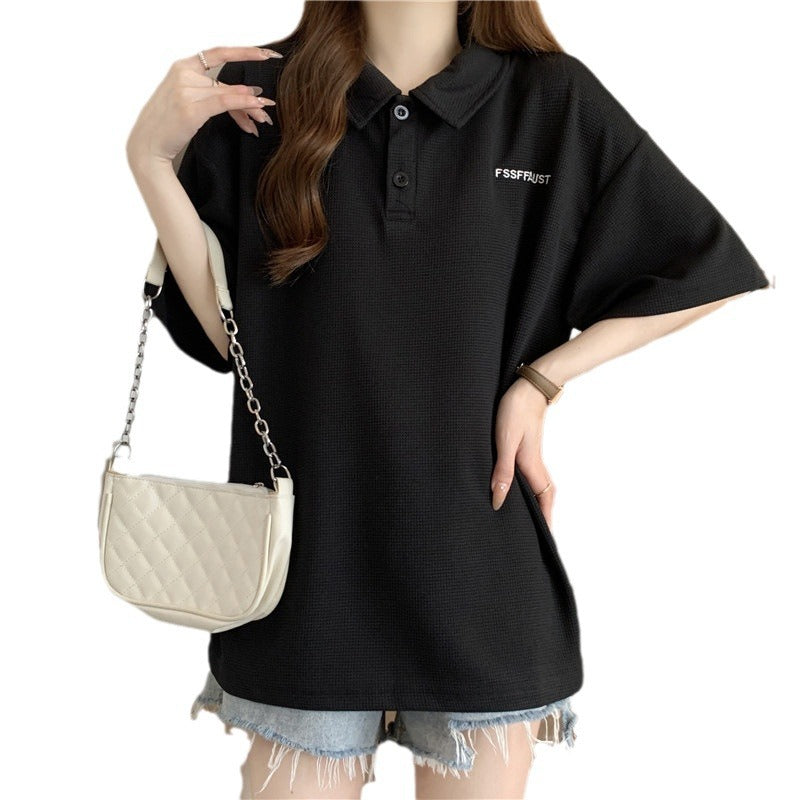 Femme Relaxed Fit Polo Tee mit strukturiertem Stoff Heidi-Mode