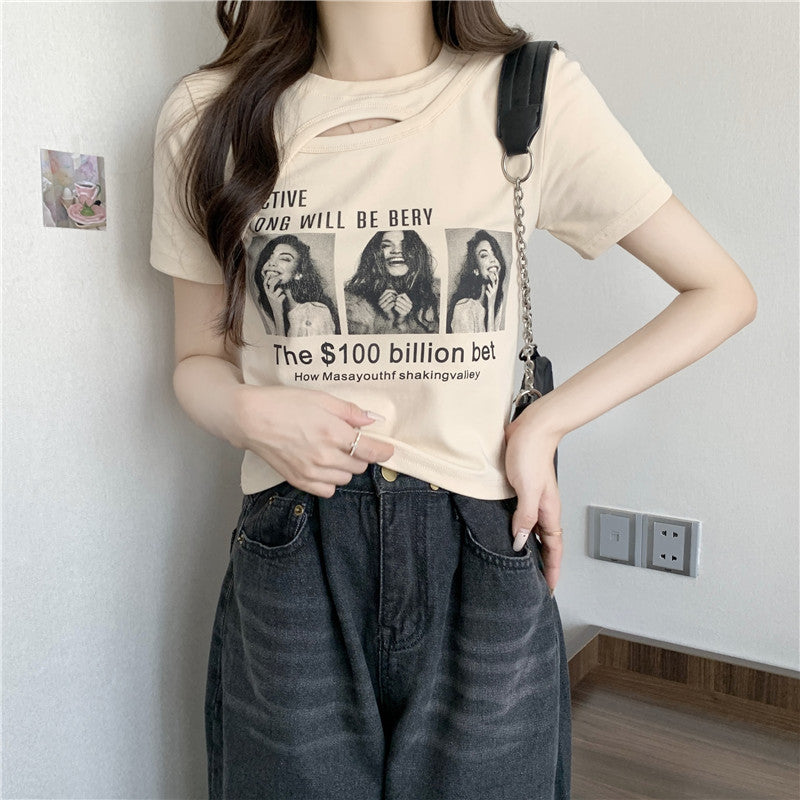 Femme Grafik Cut-Out T-Shirt mit einzigartigem Design Heidi-Mode