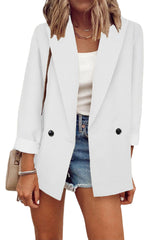 Damen nan legerer Oversize Blazer mit dreiviertelärmeln und kontrastmanschetten Drune in Weiß