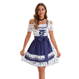 Damen nan klassisches Dirndlkleid mit Schnürmieder, Spitzenärmeln und Schürzenband Drune in Kleid + Schürze