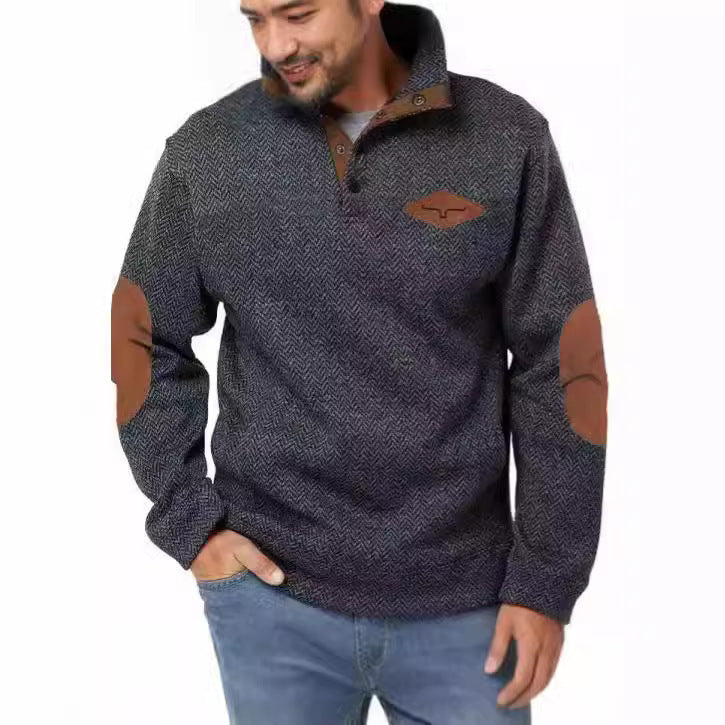 Herren vielseitiger Baumwollpullover mit strukturiertem Kragen Aliams
