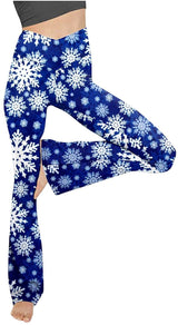 Damen nan taillenhohe Yogahose mit überkreuztem Bund und ausgestelltem Saum mit Schlitz Drune in Schneeflockenblau