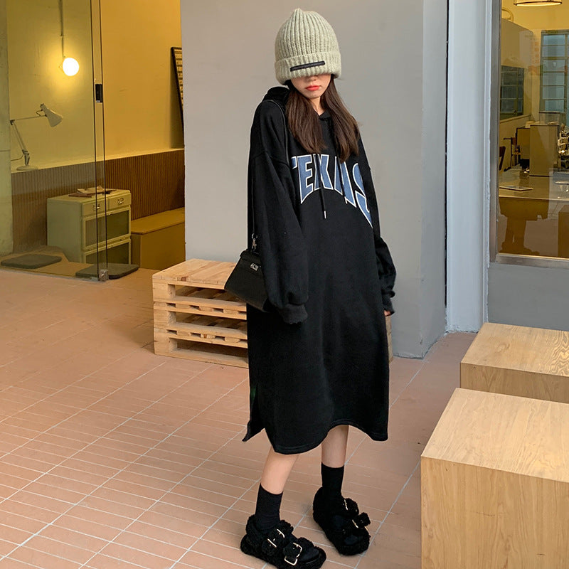 Femme Grafik Übergroße Hoodie Kleid Heidi-Mode