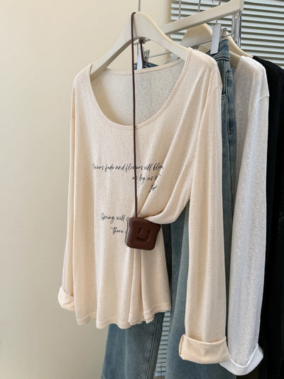 Femme Relaxed Fit Langarm-T-Shirt mit inspirierendem Zitat Heidi-Mode