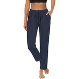 Damen nan komfortable Loungehose mit hohem Bund Tunnelzug Seitentaschen und leichtem Stretch Drune in Hose Nachtblau