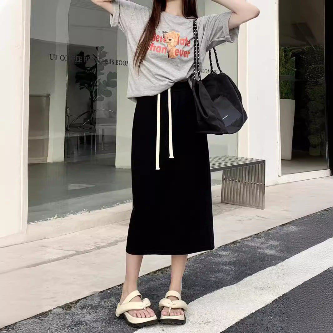 Femme Hochtaillierte Maxi-Rock mit Kordelzug-Detail Heidi-Mode