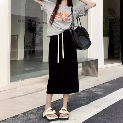 Femme Hochtaillierte Maxi-Rock mit Kordelzug-Detail Heidi-Mode