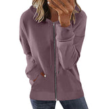 Damen nan Kapuzenjacke mit durchgehendem Reißverschluss, Kängurutaschen und elastischen Bündchen Drune in Rauchviolett