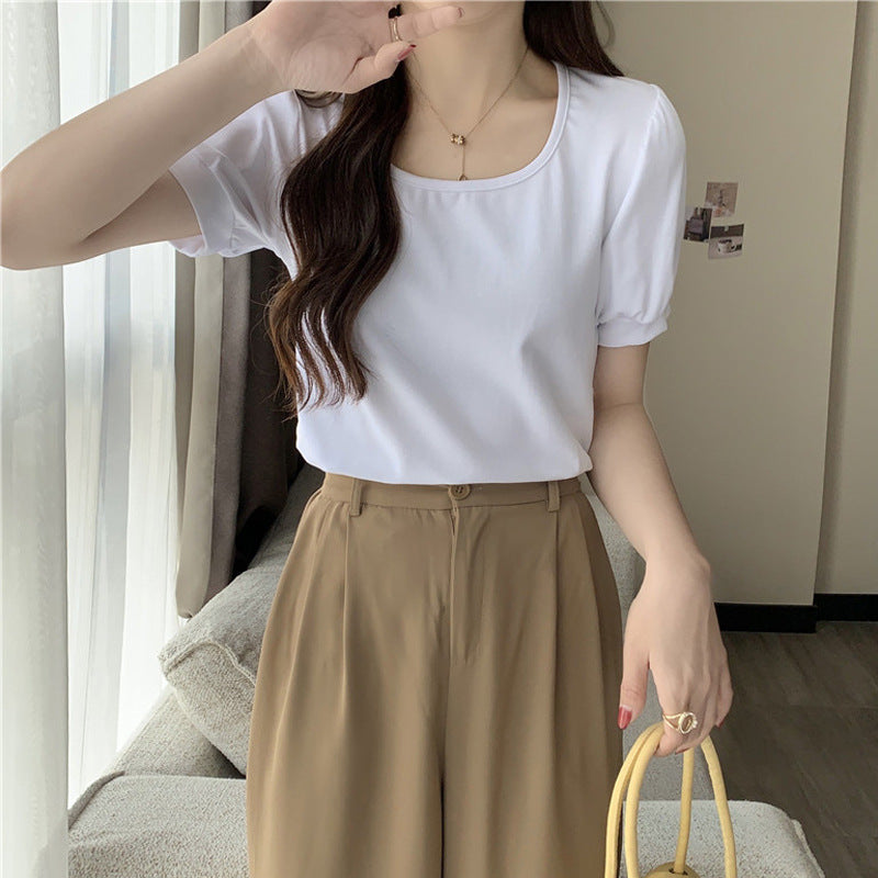 Femme Kurzarm Puffärmel Top Heidi-Mode