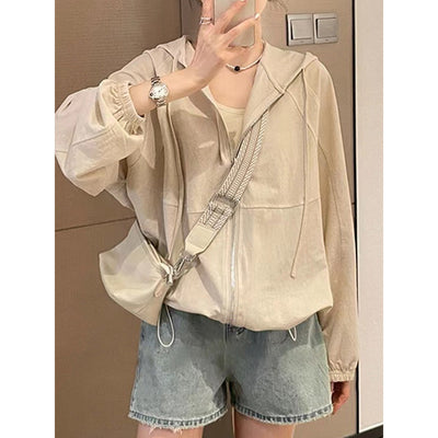 Femme Leichtgewicht Zip-Up Hoodie mit elastischen Bündchen Heidi-Mode