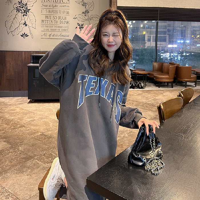 Femme Grafik Übergroße Hoodie Kleid Heidi-Mode