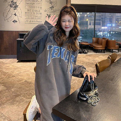 Femme Grafik Übergroße Hoodie Kleid Heidi-Mode