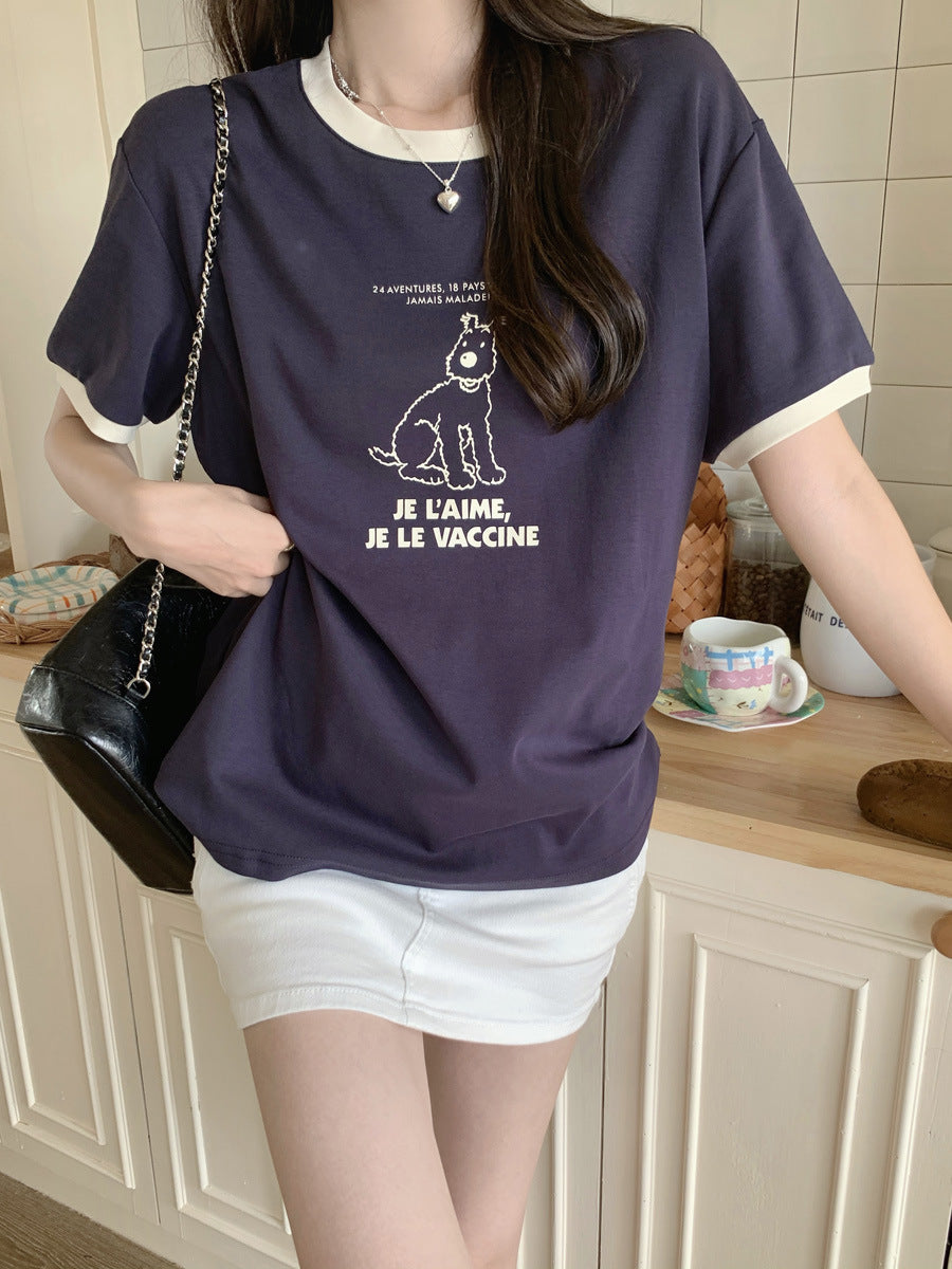 Femme Verspieltes Grafik-Statement T-Shirt Heidi-Mode