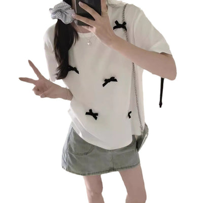 Femme Relaxed Fit Schleifen-Detail Grafik-Top Heidi-Mode