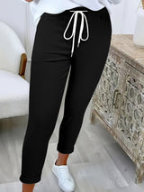 Damen nan taillierte Freizeithose mit Kordelzug und Umschlagbündchen Drune in Schwarz