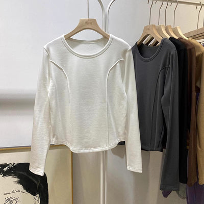 Femme Langarm Skulptierter Schnitt Oberteil Heidi-Mode